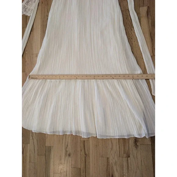 VTG 70s Prairie Maxi Dress Ivory Lace Victorian Revival S Boho Cottagecore Bride - Picture 15 of 16